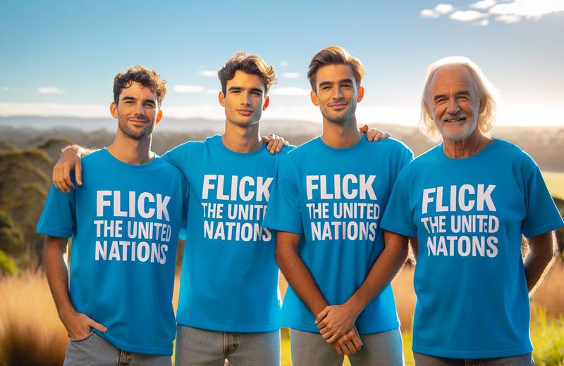 flick the united nations reckless renewables protest. AI assisted image.